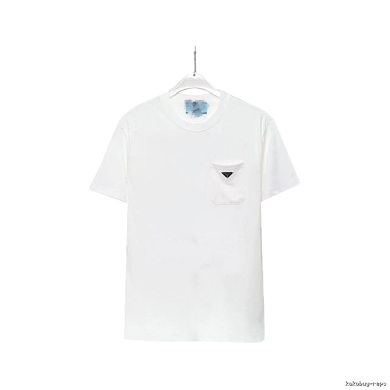 Prada Triangle Logo Minimalist Style White Short-sleeve T-shirt