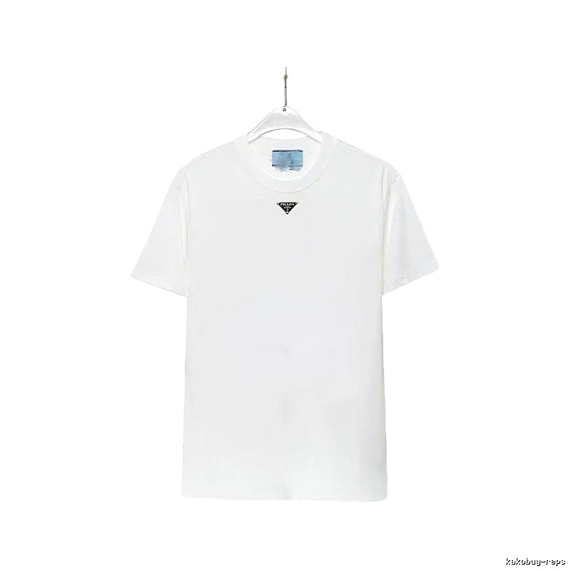 Prada Triangle Logo Minimalist Style White T-Shirt