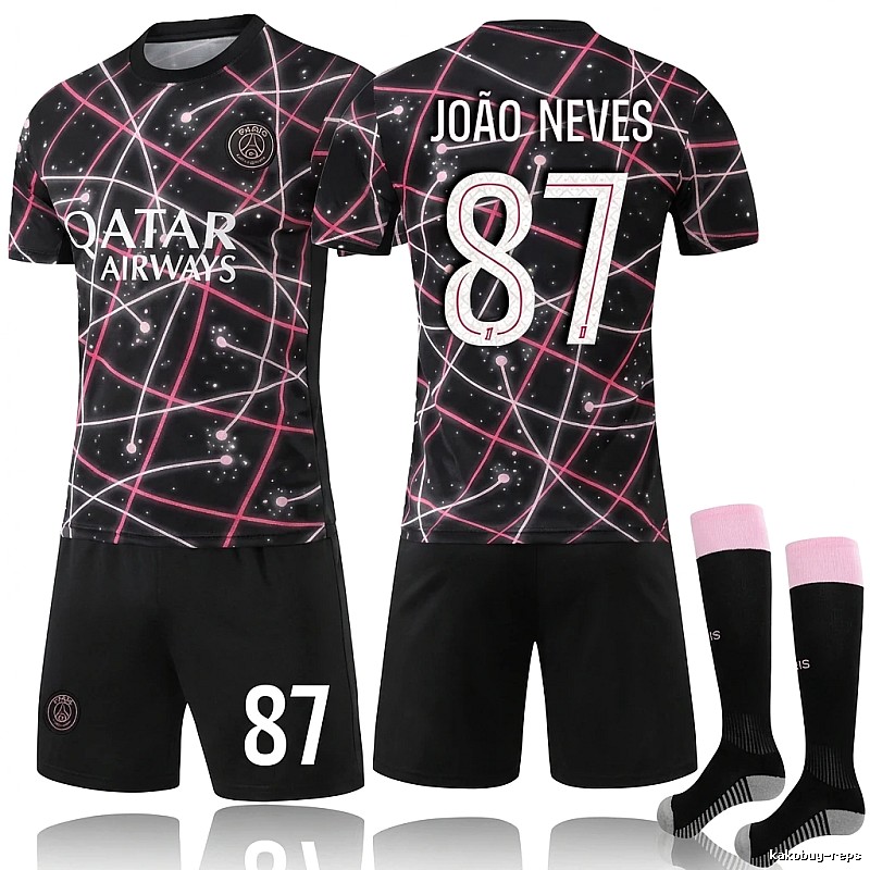 PSG No. 87 black-pink jersey