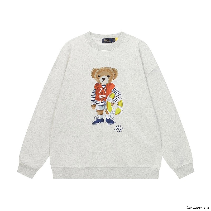 Ralph Lauren Bear Print Light Grey Sweatshirt