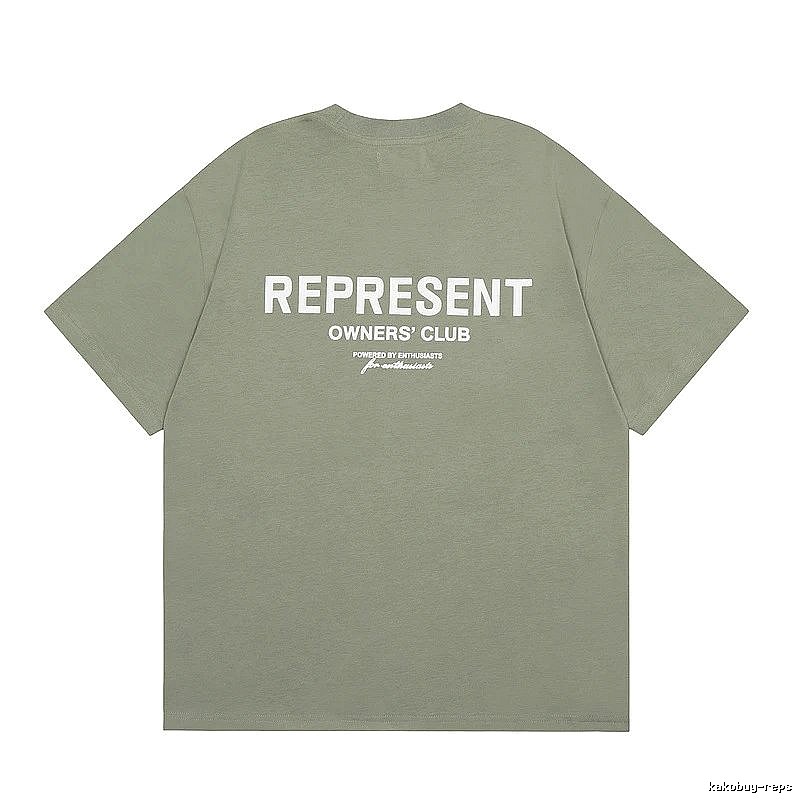 Represent Army Green Style 868 Owners Club T-Shirt Signature Detail Logo