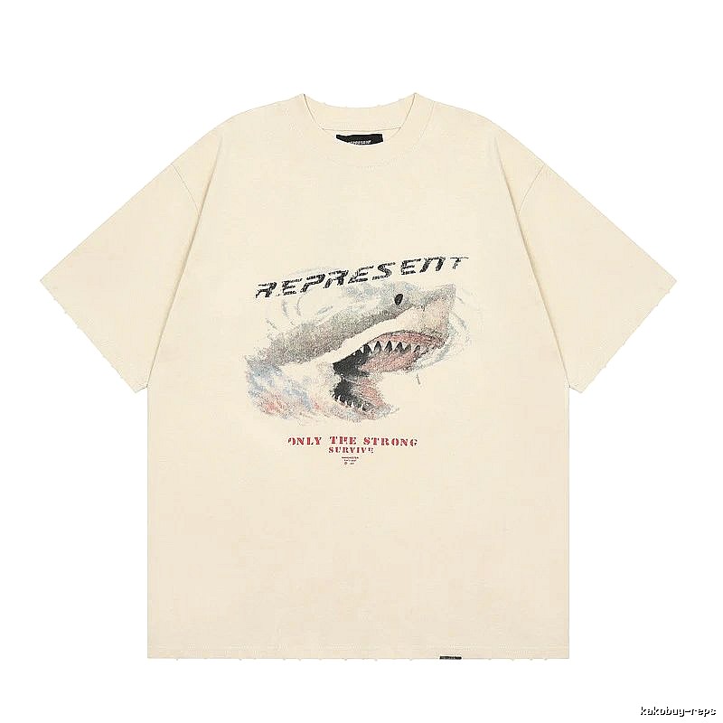 Represent Shark Print Vintage Beige T-Shirt