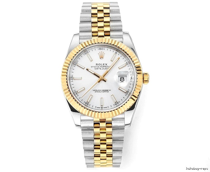 Rolex Two-Tone Datejust Watch - White Baton Dial Travel Edit