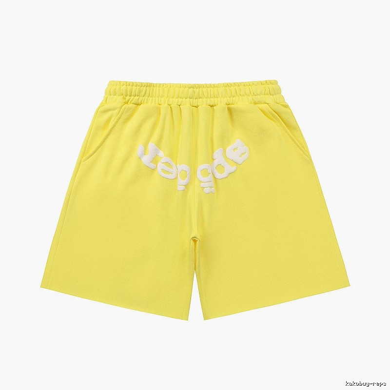 Sp5der casual style yellow shorts