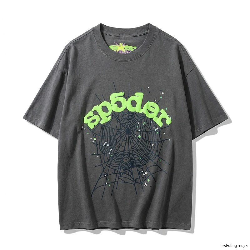 Sp5der Spider Web Trendy Cool Gray T-shirt