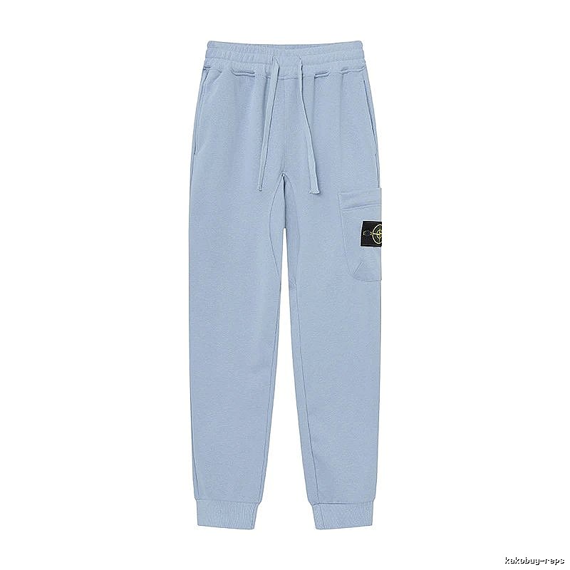Stone Island Compass Badge Street Style Light Blue Cuffed Jogger Sweatpants