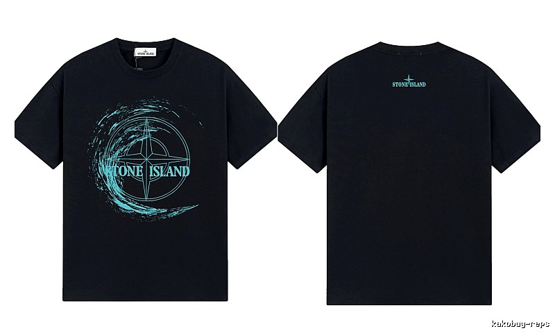 Stone Island Compass Print Street Style Black T-Shirt