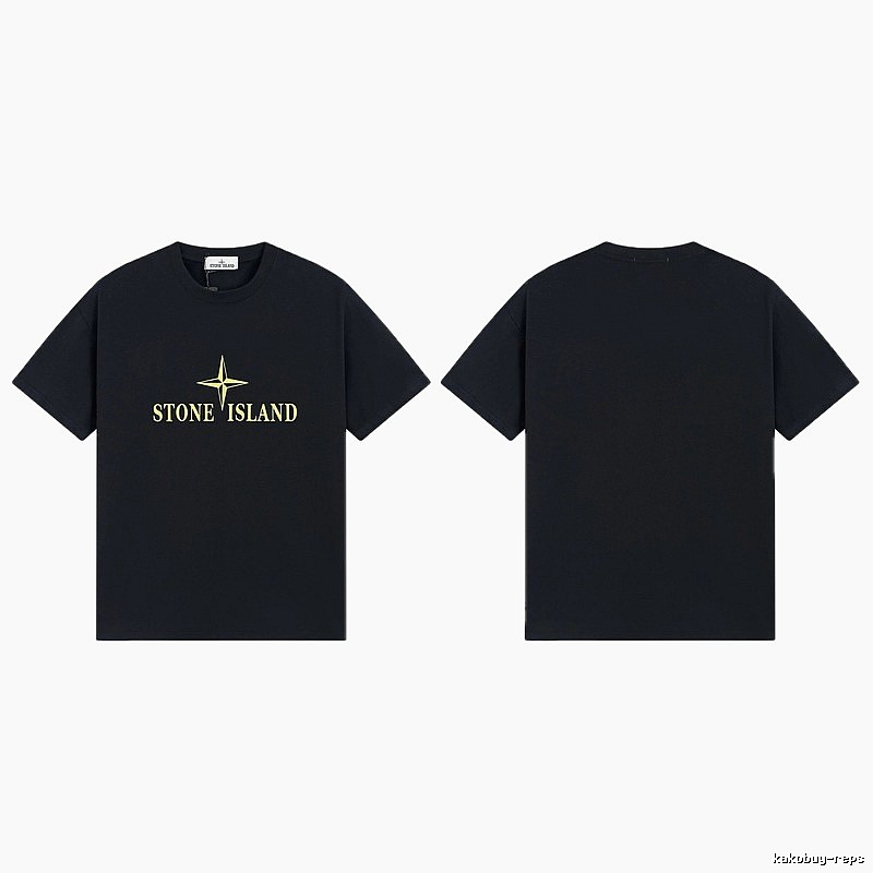Stone Island Compass Print Street Style Black T-Shirt
