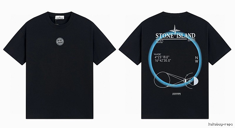 Stone Island Eclipse Collection Techwear Style Black Short-sleeve T-shirt
