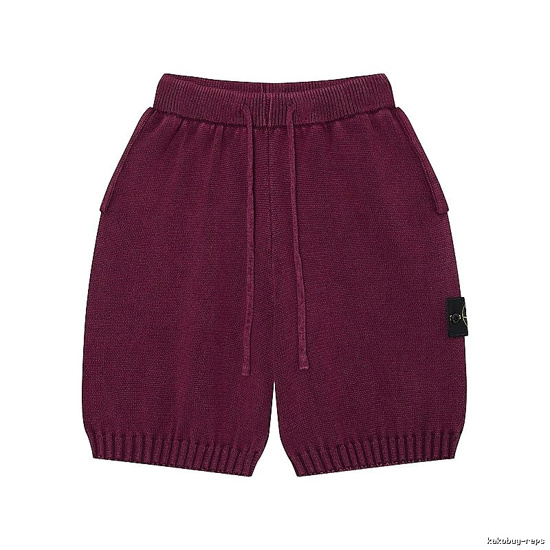 Stone Island Knit Casual Style Burgundy Shorts
