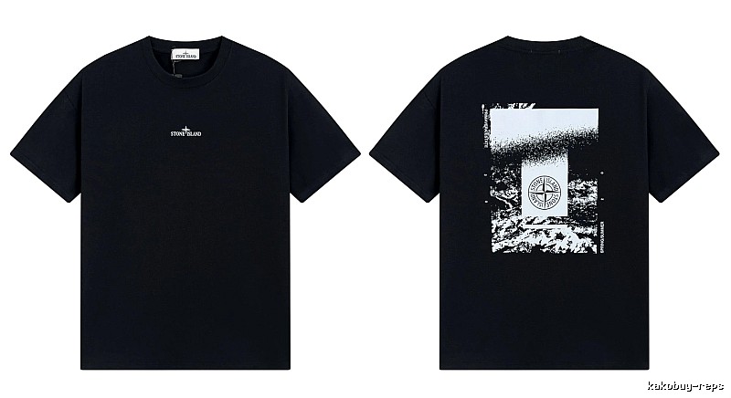 Stone Island Printed Functional Style Black Short Sleeve T-Shirt