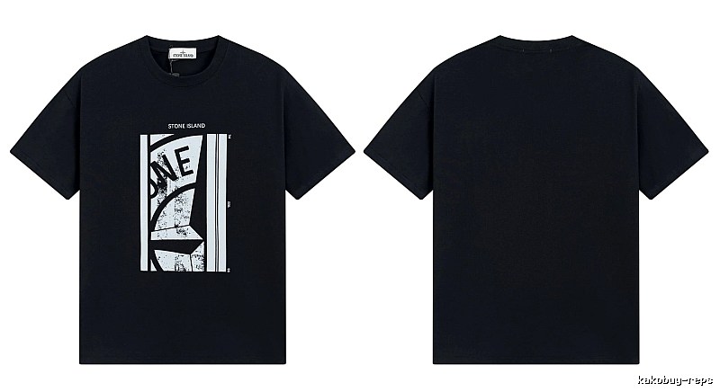 Stone Island Printed Street Style Black T-shirt