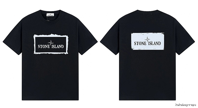 Stone Island Printed Street Style Black T-Shirt