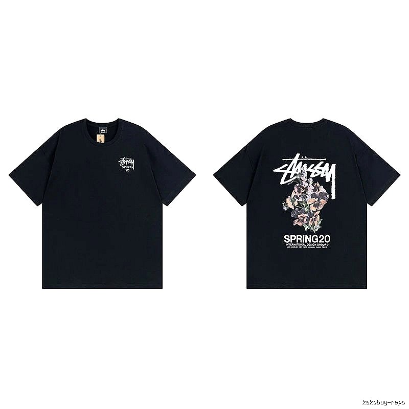 Stussy Black Spider Graphic T-Shirt Warm Weather Logo