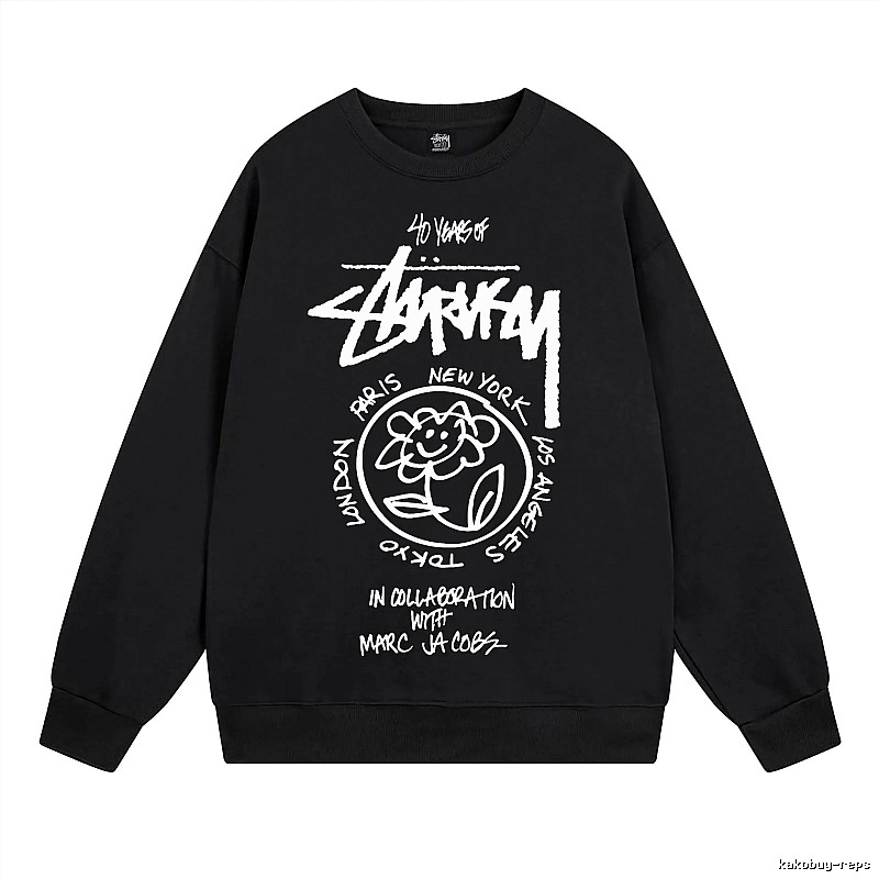 Stussy Black Style 539 Graphic SweatShirt Campus Look