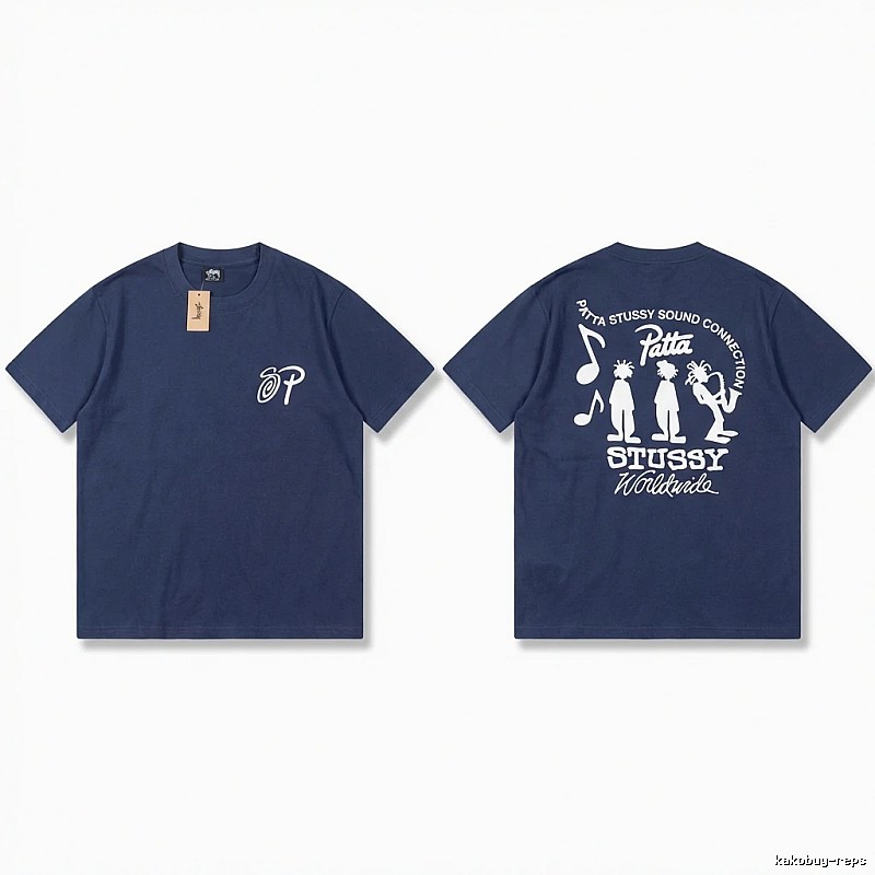 Stussy Co-branded Hip-hop Style Navy Blue T-shirt