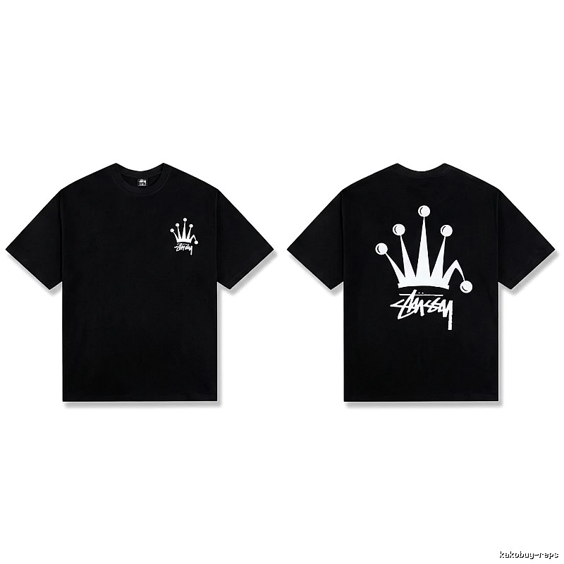 Stussy Crown Trendy and Cool Style Black T-shirt
