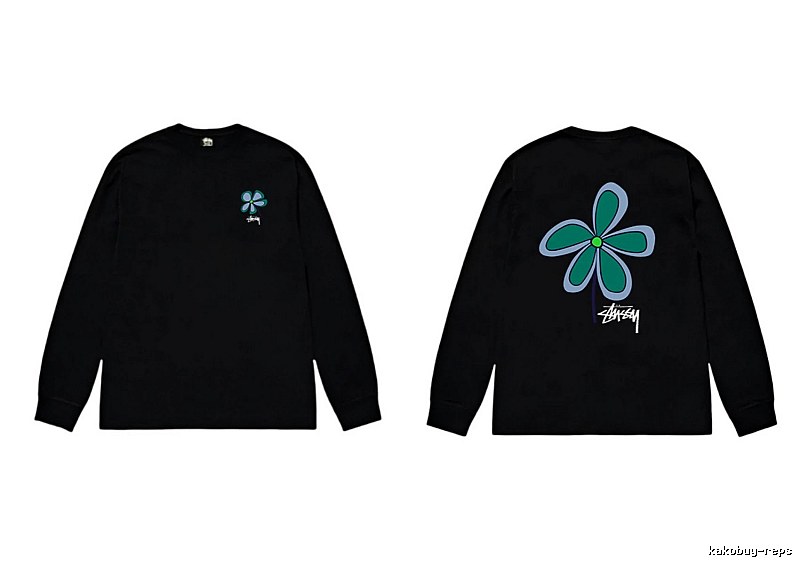 Stussy Flower Print Black Long-Sleeve