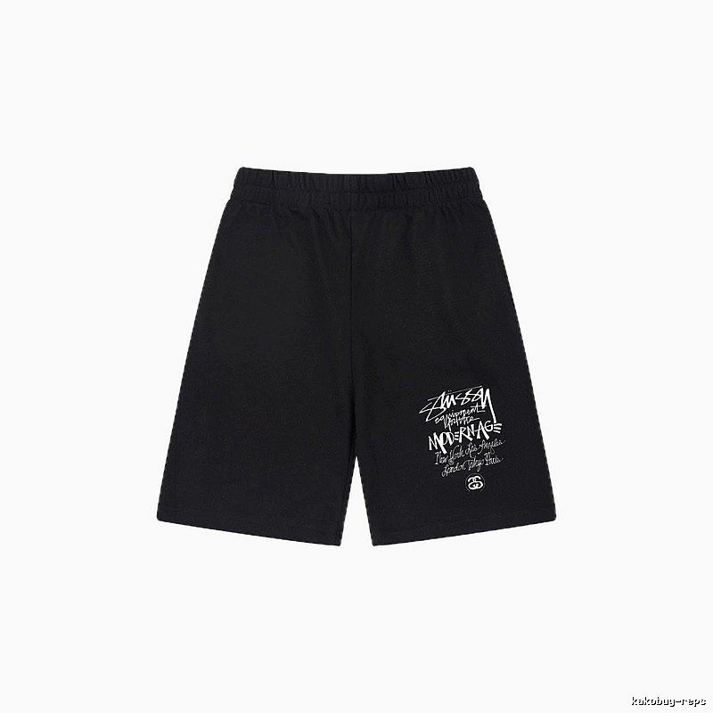 Stussy graffiti-style black shorts