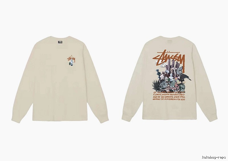 Stussy Print Retro Style Long-Sleeve (Off-White)