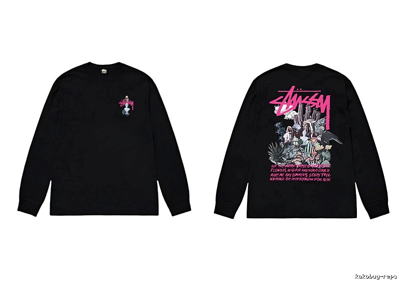 Stussy-printed trendy black T-shirt