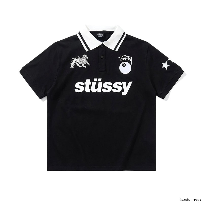 Stussy Trendy Style Black Polo Shirt