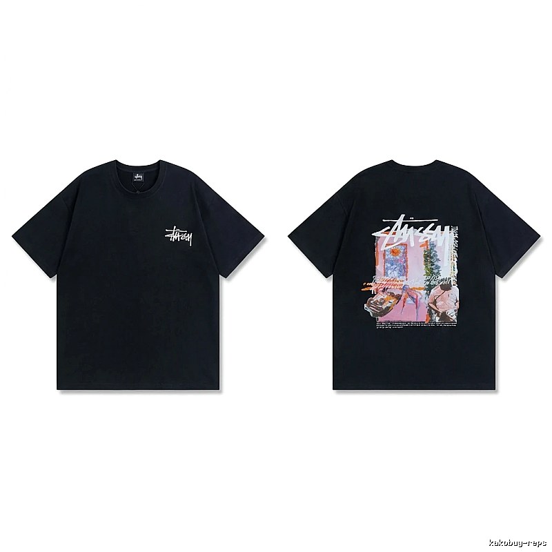 Stussy trendy style black T-shirt