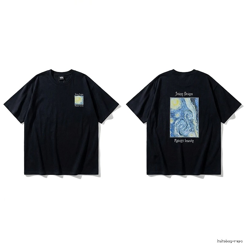 Stussy Van Gogh series dark style T-shirt
