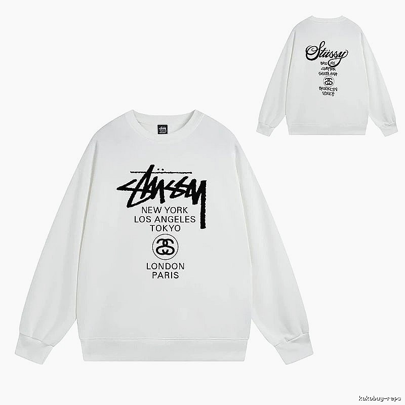 Stussy White Style 541 Graphic SweatShirt Coffee Run