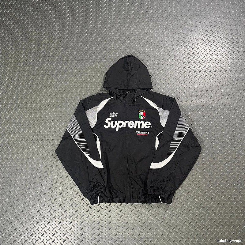 Supreme Black Color-Block Hooded Track Jacket