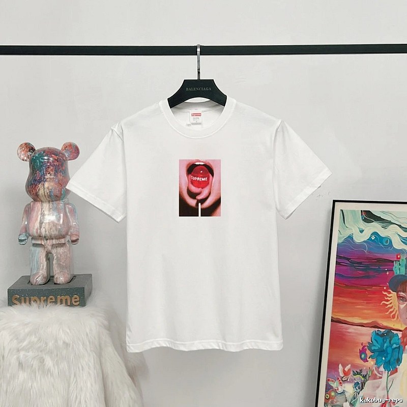 Supreme Lollipop Print Street Style White T-Shirt
