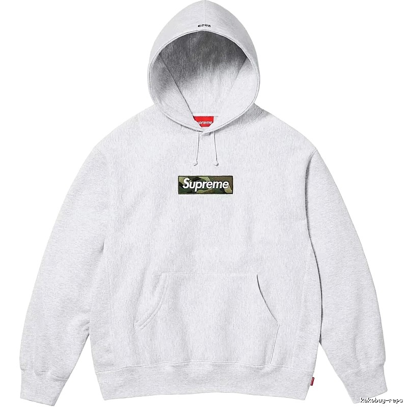 Supreme Patterned Logo hoodie Gray Red Oversized with Polished Detail