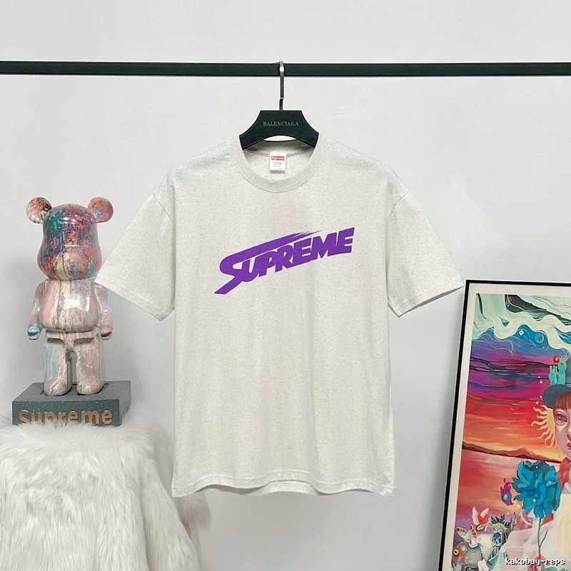 Supreme Printed Street Style Light Heather Grey Short-sleeve T-shirt