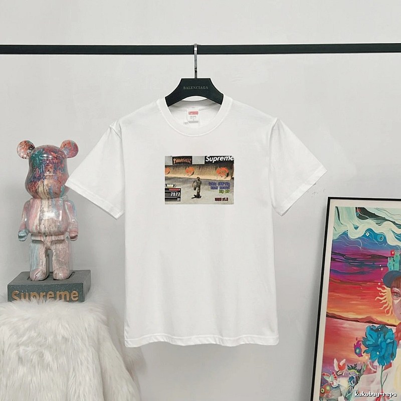 Supreme Skateboard Print Street Style White T-shirt