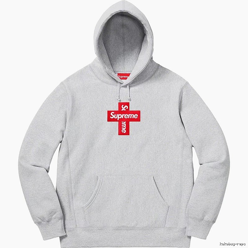 Supreme Streetwear Logo hoodie Gray Red Oversized with Logo Accent