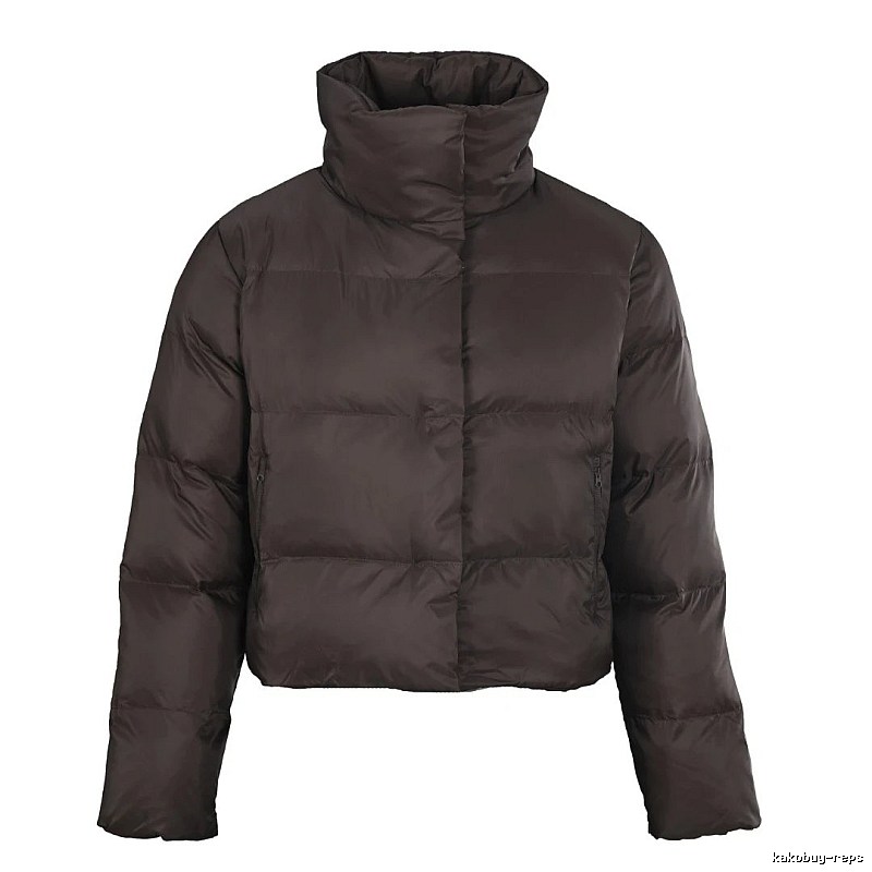 Travel Stand-Collar Puffer Jacket - horizontal quilting and a clean short winter fit
