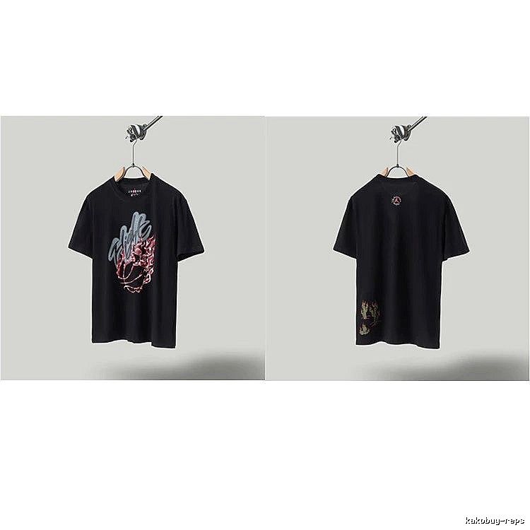 Travis Scott x Air Jordan Graffiti-style Black Short-sleeve T-shirt