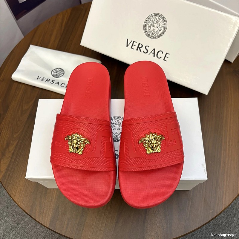 Versace Medusa Luxury-style Red Slide Sandals